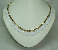 Vintage 80s Signed Rochelle Opaline Glass Drop Bead 18ct gp Necklace 