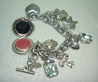 Chunky Signed Johnny Loves Rosie Silver Charm Bracelet  Lipgloss Charm