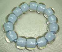 Unusual and Quirky Chunky Blue and Clear Lucite Bead Stretch Bracelet