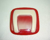 1970s Unique and Contemporary Large Red and Cream Lucite Square Brooch