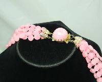 Vintage 50s Fab 6 Row Graduating Pink Lucite Bead Necklace Great Clasp