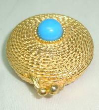 £18.00 - 80s Estee Lauder Turquoise Perfume Gold Pillbox Compact