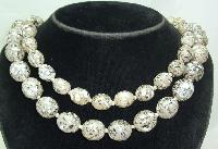 1950s 2 Row Chunky Mottled Taupe Lucite Bead Necklace 