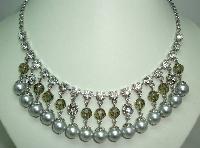 50s Style Coast Faux Pearl Crystal and Diamante Drop Cascade Necklace