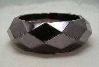 1950s Style Chunky Diamond Cut Metallic Grey Bangle WOW