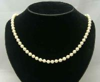 Vintage 50s Hand Knotted Simulated Pearl Bead Necklace