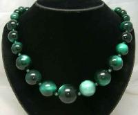 Vintage 50s Chunky Green Moonglow Lucite Bead Necklace