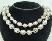1950s 2 Row Chunky Mottled Taupe Lucite Bead Necklace 