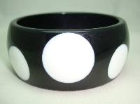 Quirky and Fun Chunky Wide Black and White Spot Plastic Bangle 