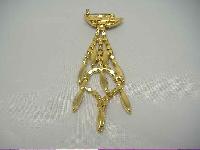 Vintage 50s Deco Style Sparkling Red and Pink Diamante Drop Brooch