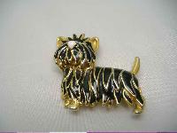 Vintage 80s Black Enamel Scottish Terrier Dog Brooch