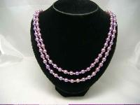 50s 2 Row Lilac Faux Pearl Bead Necklace Diamante Clasp