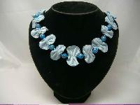 1930s Bespoke Blue Wedding Cake Glass Bead Necklace 