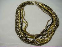 Vintage 8 Row Gold Brown Glass Faux Pearl Bead Necklace