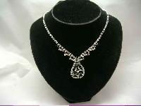 Vintage 50s Diamante Pendant Drop Choker Necklace WOW