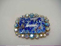 1950s BIG AB Diamante & Blue Gold Flecked Glass Brooch
