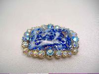1950s BIG AB Diamante & Blue Gold Flecked Glass Brooch