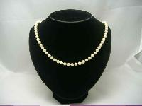 Vintage 50s Hand Knotted Simulated Pearl Bead Necklace