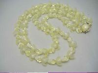 Vintage 50s Unusual 2 Row Yellow Lucite Bead Necklace