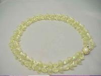 Vintage 50s Unusual 2 Row Yellow Lucite Bead Necklace