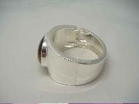 1950s Style Gold Brown Moonglow Glass Silver Wide Clamper Bracelet