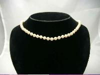 Vintage 50s Hand Knotted Simulated Pearl Bead Necklace