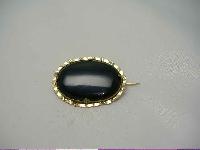 Victorian Lovely Pinchbeck Gold Black Agate Oval Brooch