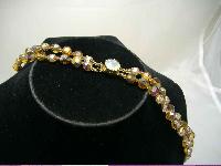 1950s 2 Row Citrine AB Glass & Faux Pearl Bead Necklace