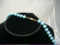 1950s Turquoise Blue Glass Bead Hand Knotted Necklace