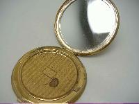 Vintage 50s Mascot Gold Brocade Goldtone Compact WOW