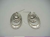 Vintage 70s Fabulous Heavy Oval Sterling Silver Lapis Lazuli Earrings