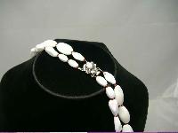 1950s 2 Row Winter White & Red Glass Bead Necklace WOW