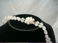 Vintage 50s 2 Row Crystal & Opaque Glass Bead Necklace