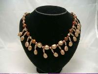 Vintage 50s Fab Gold Faux Pearl Bead Drop Necklace WOW