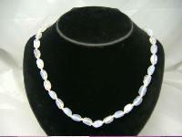 Vintage 30s Opaline Glass Bead Hand Knotted Necklace