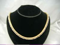 Vintage 50s Sparkling Diamante & Gold Mesh Necklace 