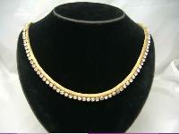 Vintage 50s Sparkling Diamante & Gold Mesh Necklace 