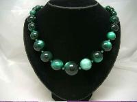 Vintage 50s Chunky Green Moonglow Lucite Bead Necklace