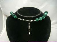 Vintage 50s Chunky Green Moonglow Lucite Bead Necklace