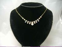 Vintage 50s Fab AB Diamante Drop Necklace on Gold Chain