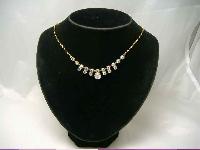 Vintage 50s Fab AB Diamante Drop Necklace on Gold Chain