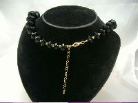 1950s Chunky Sparkling Black Lucite Bead Necklace WOW