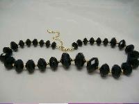 1950s Chunky Sparkling Black Lucite Bead Necklace WOW